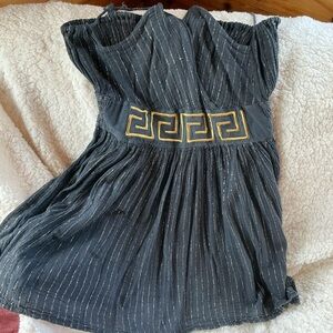 Source Unknown Black Midi Dress with Gold Accents